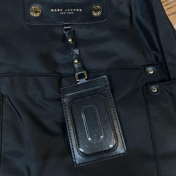 Marc Jacobs Nylon Backpack Black Gold Hardware M0012907 001 Logo Top Zip main image 14